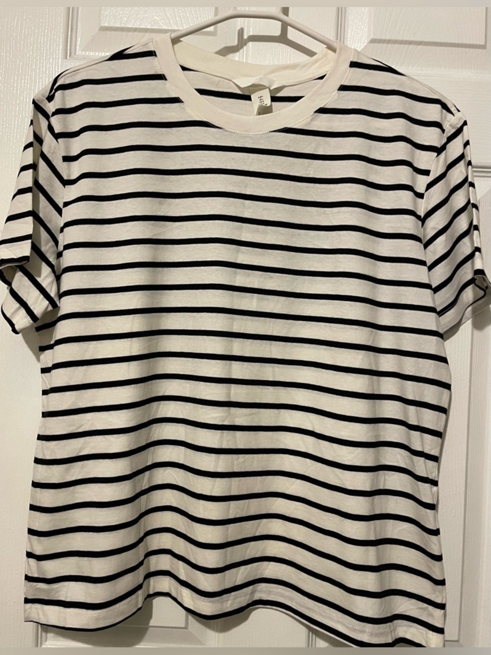 H&M Black and White Striped Crewneck Tee